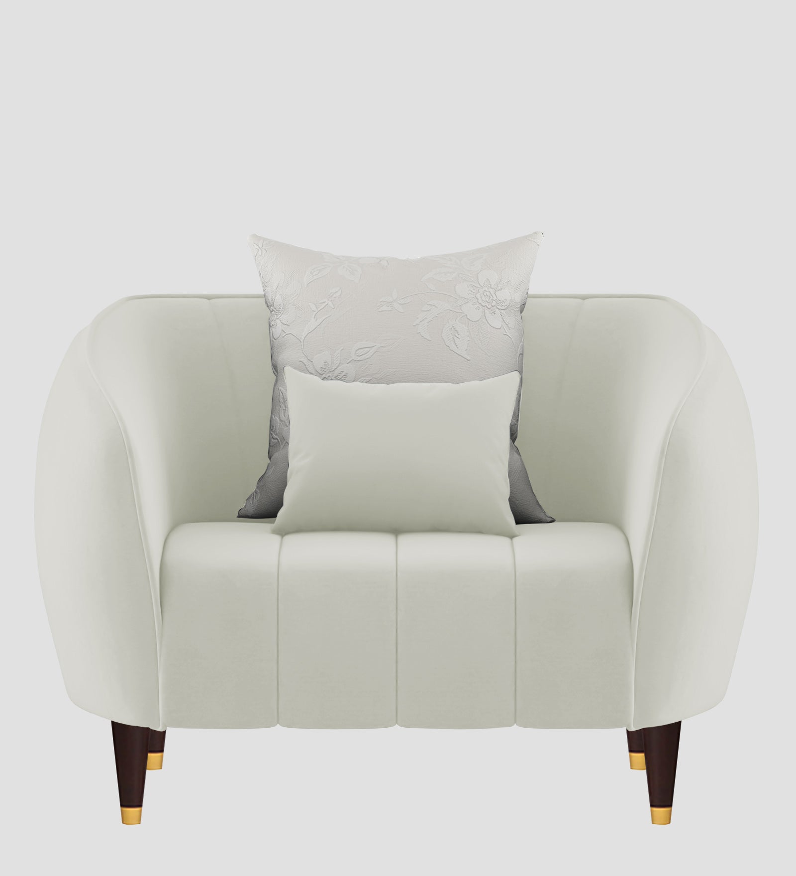 Hairo Velvet 1 Seater Sofa In  Bone Grey Colour - Febonic Living