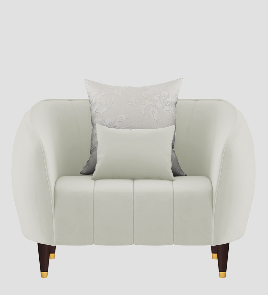 Hairo Velvet 1 Seater Sofa In Bone Grey Colour - Febonic Living