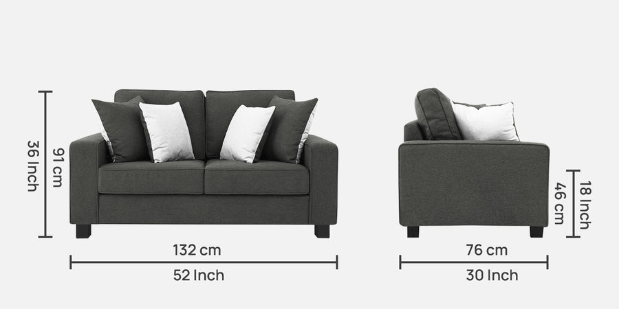 Ladybug Fabric 2 Seater Sofa In Charcoal Grey Colour - Febonic Living