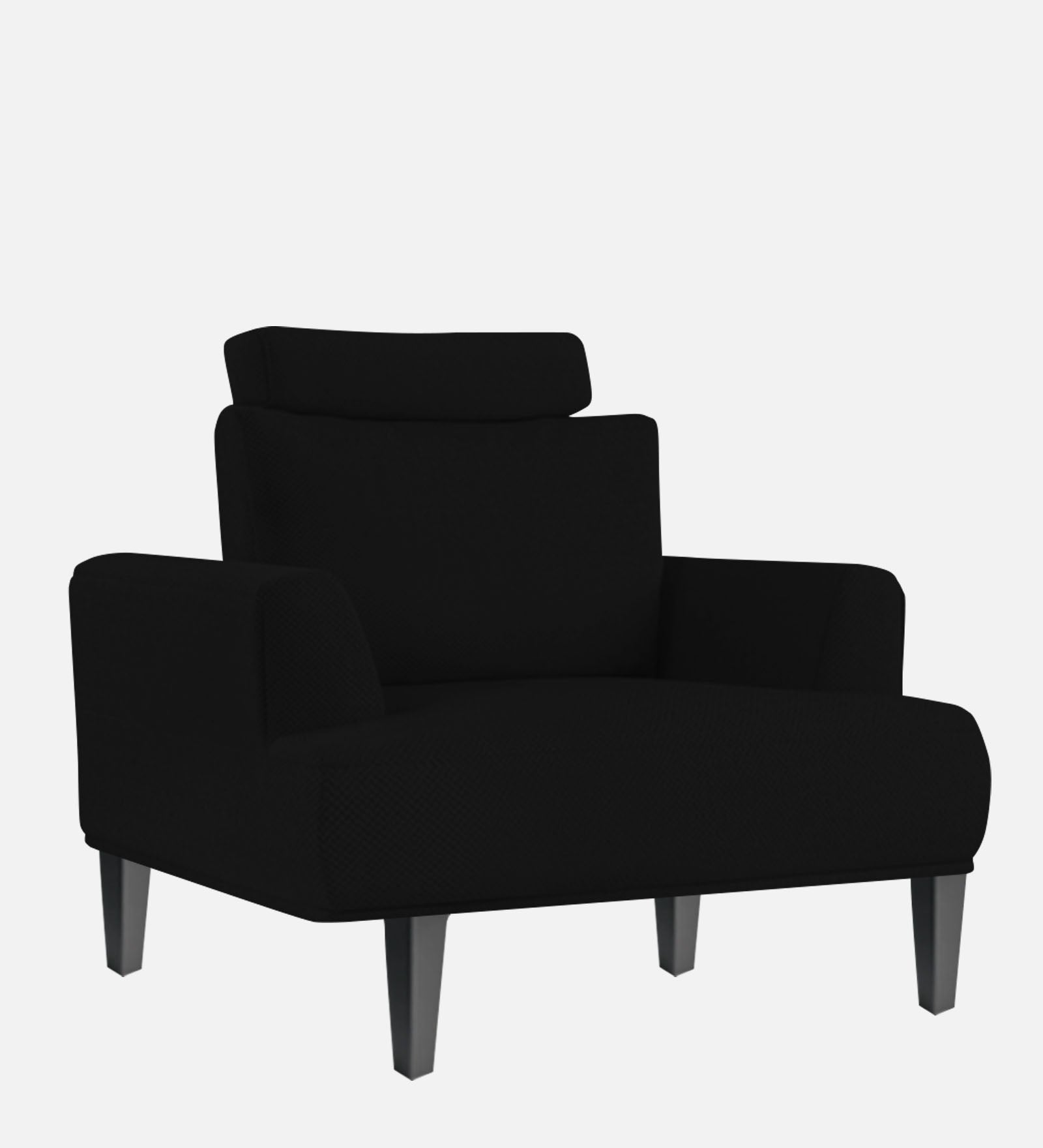 Como Fabric 1 Seater Sofa in Zed Black Colour