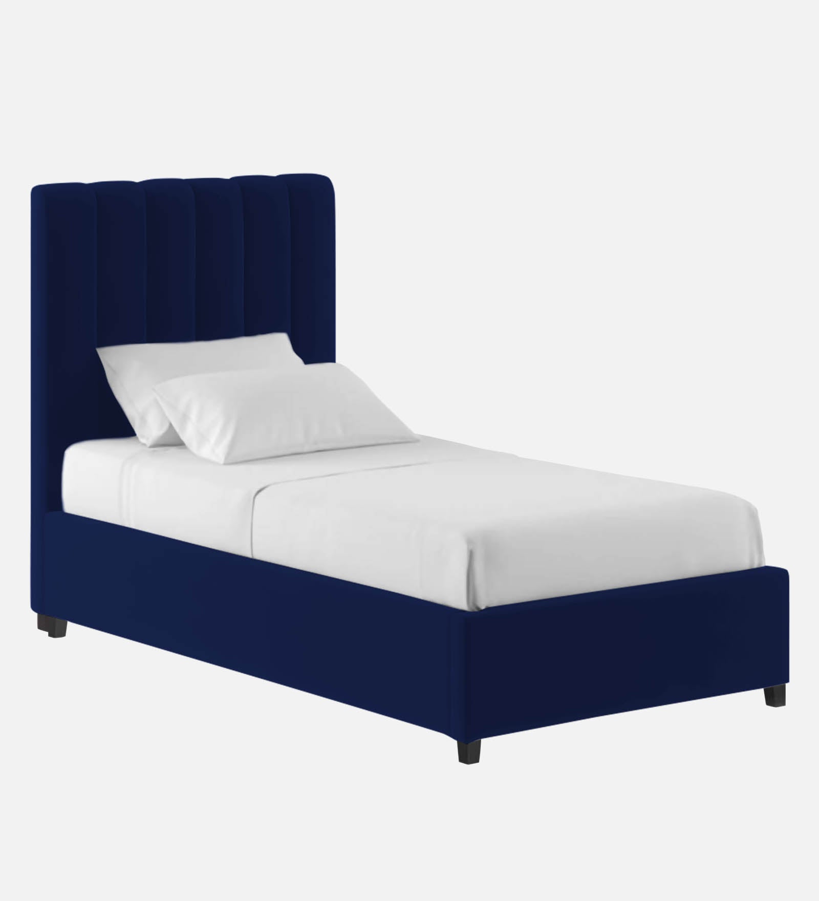 Lara Velvet Single Size Bed In Dark Blue In Colour