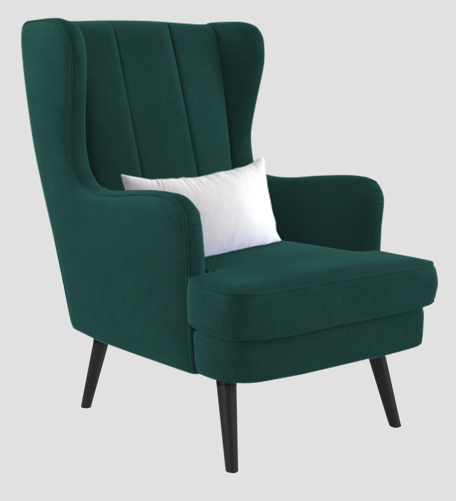 Niya Velvet Wing Chair In Pine Green Colour - Febonic Living