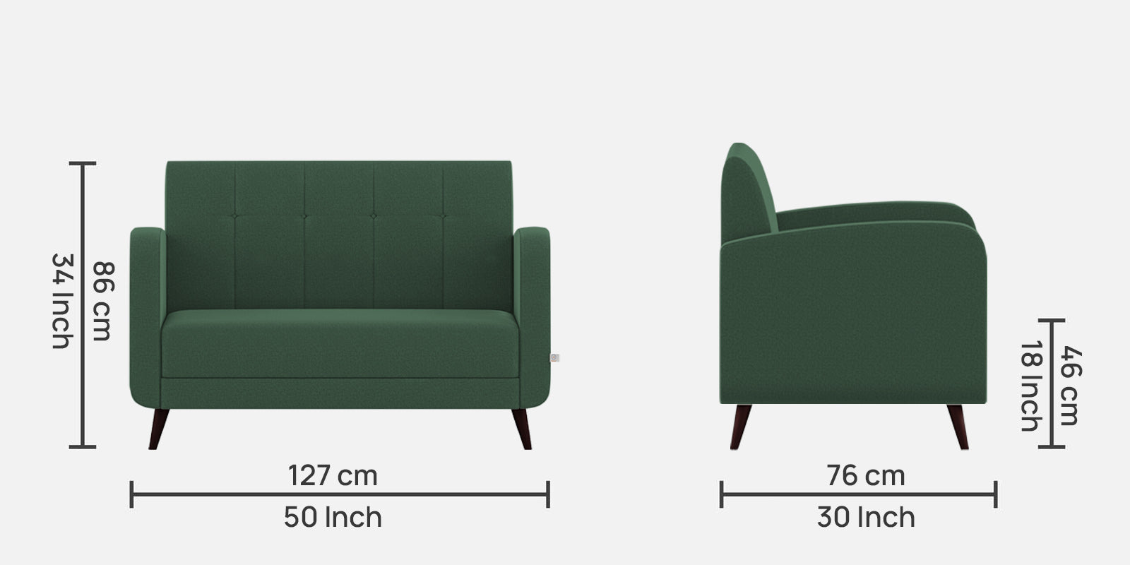 Wiki Velvet 2 Seater Sofa in Amazon Green Colour