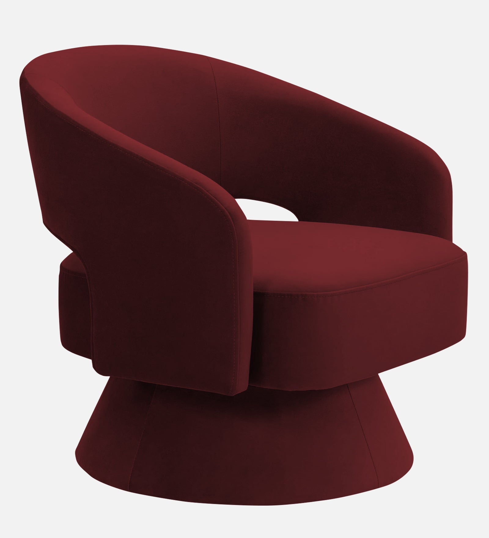 Pendra Velvet Swivel Chair in Blood Maroon Colour