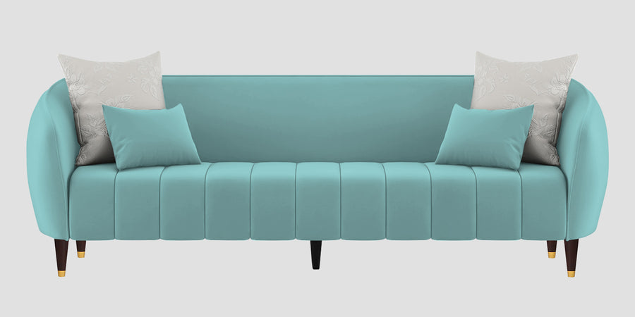 Hairo Velvet 3 Seater Sofa In Barmunda Aqua Colour - Febonic Living