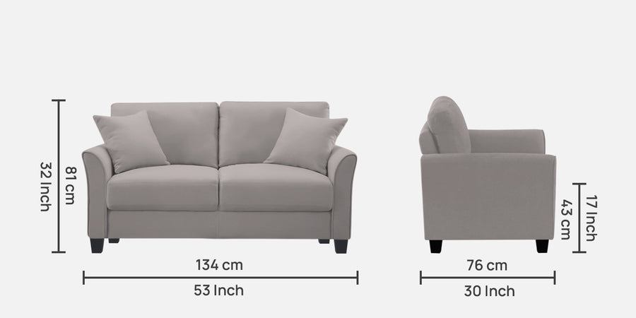 Daroo Velvet 2 Seater Sofa In Pearl Grey Colour - Febonic Living