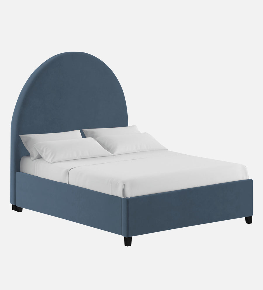Maro Velvet Upholstered King Size Bed In Oxford Blue Colour - Febonic Living