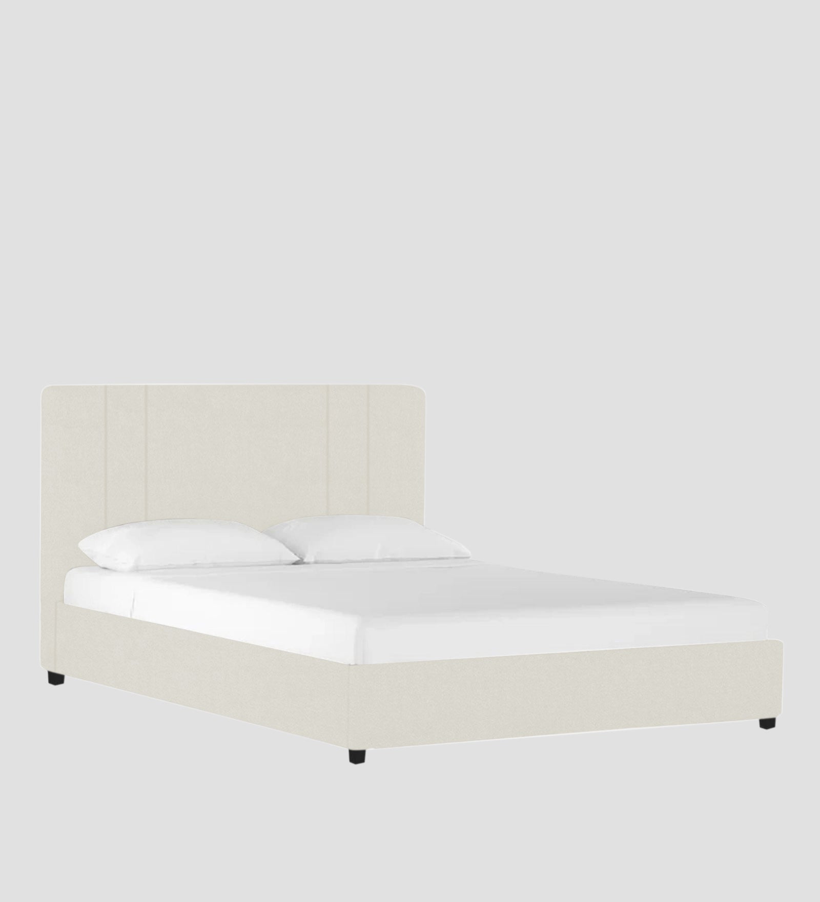 Asyra Velvet Queen Bed in Warm White Colour With Box Storage