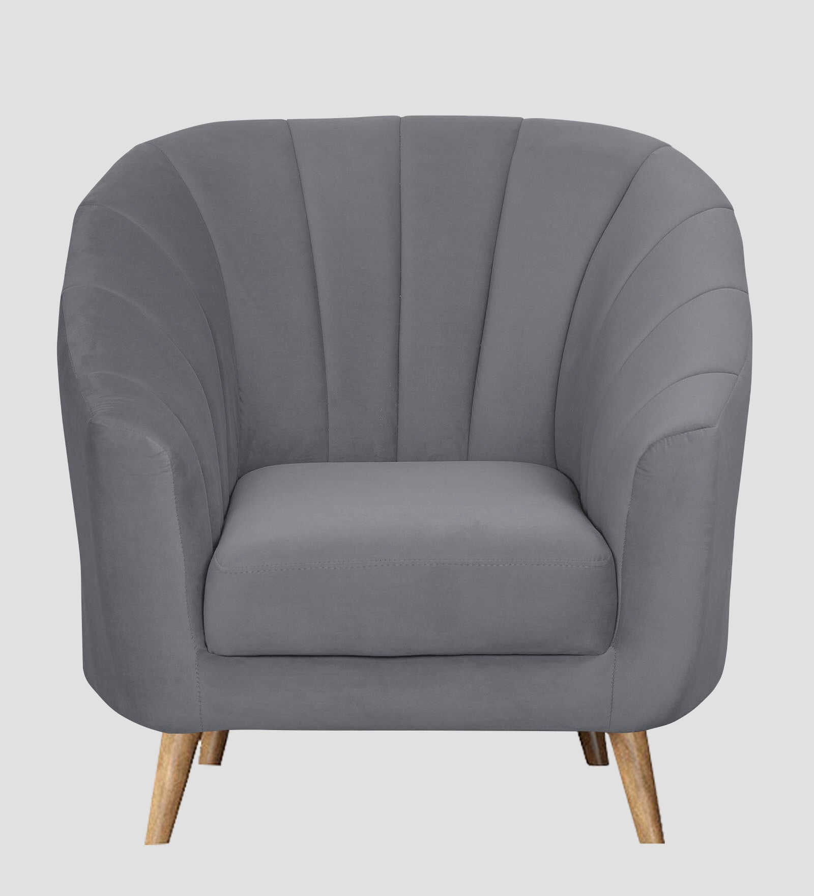 Nancy Velvet 1 Seater Sofa in Pubble Grey Colour