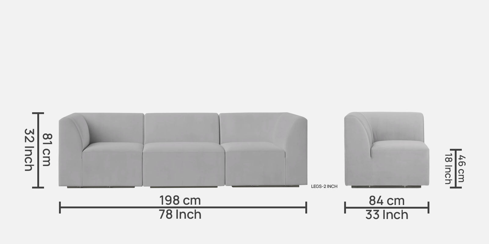 Bufa Velvet 3 Seater Sofa in Light Grey Colour