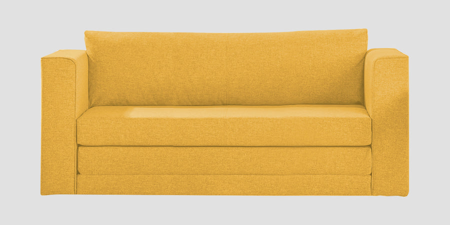 Kenia Fabric 3 Seater Foldable Sofa Cum Bed In Bold Yellow Colour - Febonic Living