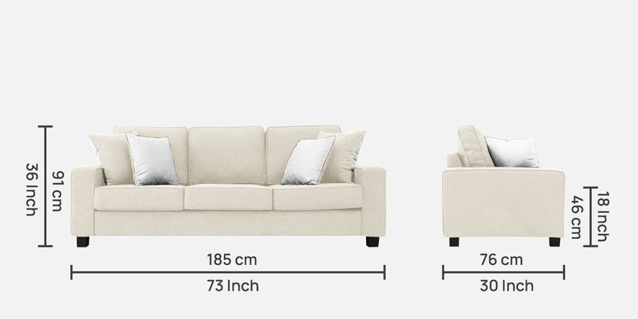 Ladybug Fabric 3 Seater Sofa In Ivory Cream Colour - Febonic Living