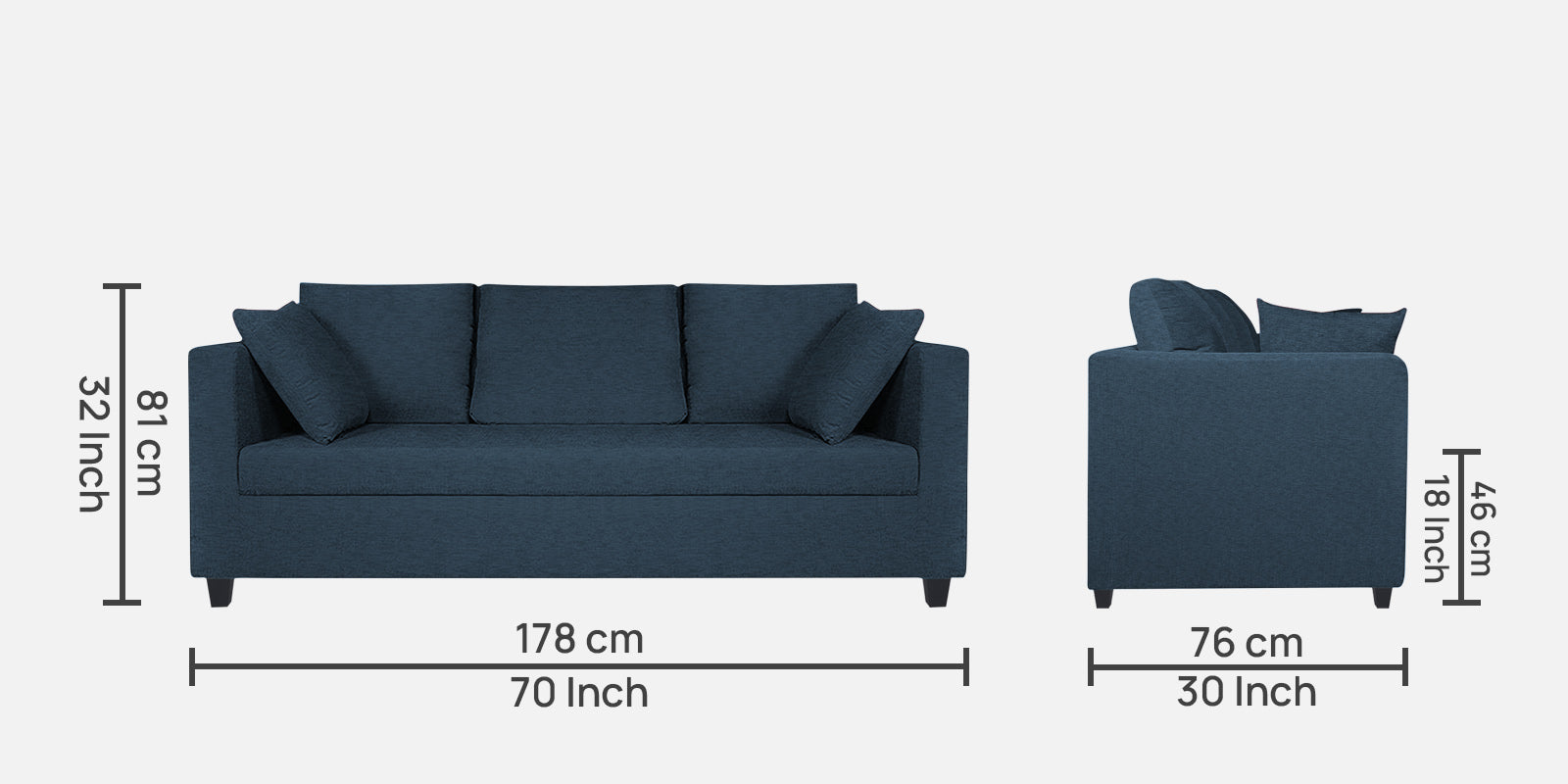 Nuska Fabric 3 Seater Sofa in Light Blue Colour