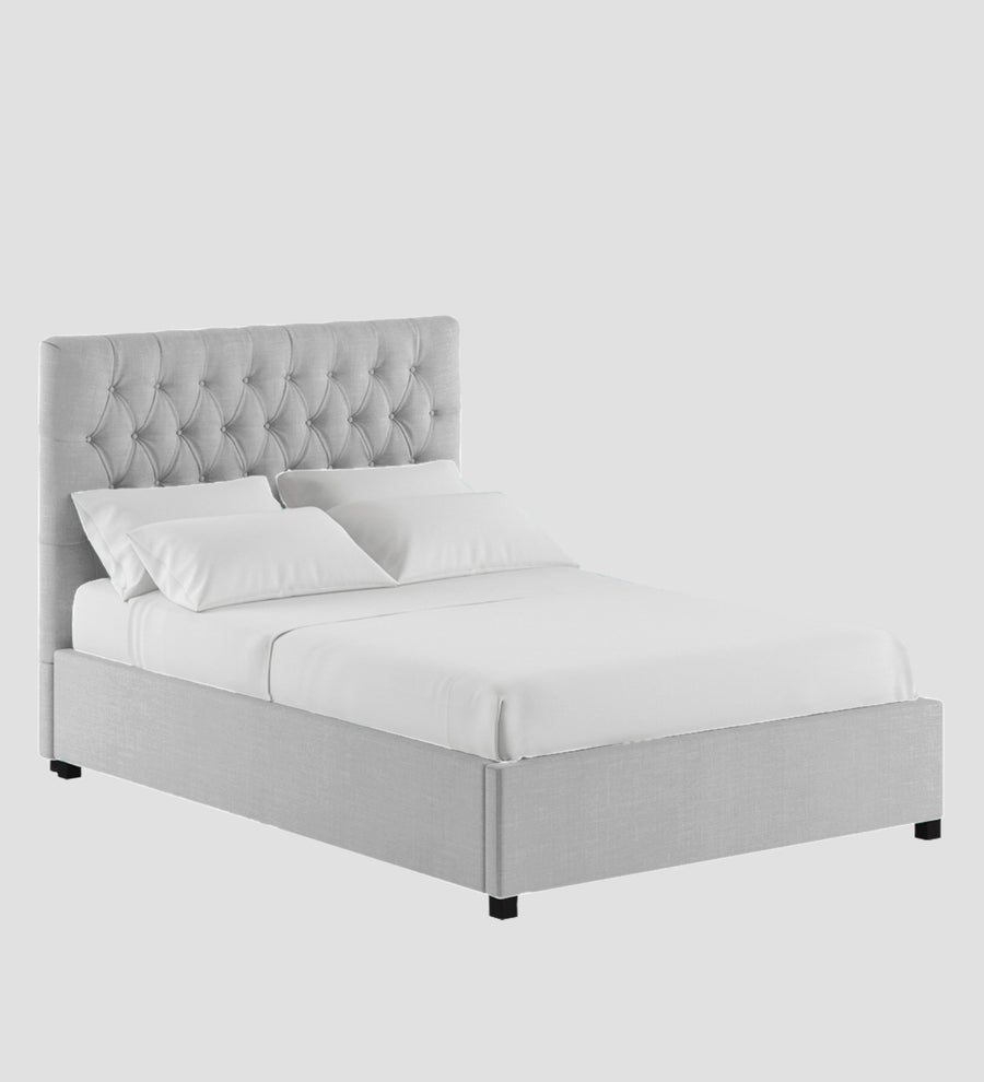 Isko Fabric Upholstered King Size Bed In Lit Grey Colour With Box Storage - Febonic Living