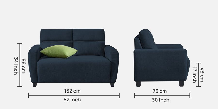 Bakadi Fabric 2 Seater Sofa In Denim Blue Colour - Febonic Living