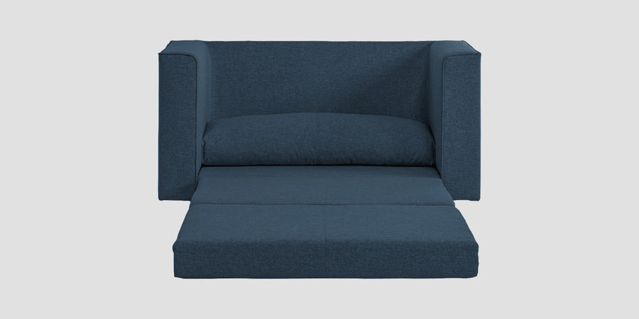 Kenia Fabric 2 Seater Foldable Sofa Cum Bed In Light Blue Colour - Febonic Living