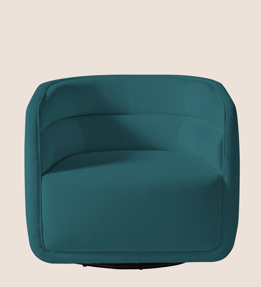 Ria Fabric Swivel Chair In Water Blue Colour - Febonic Living