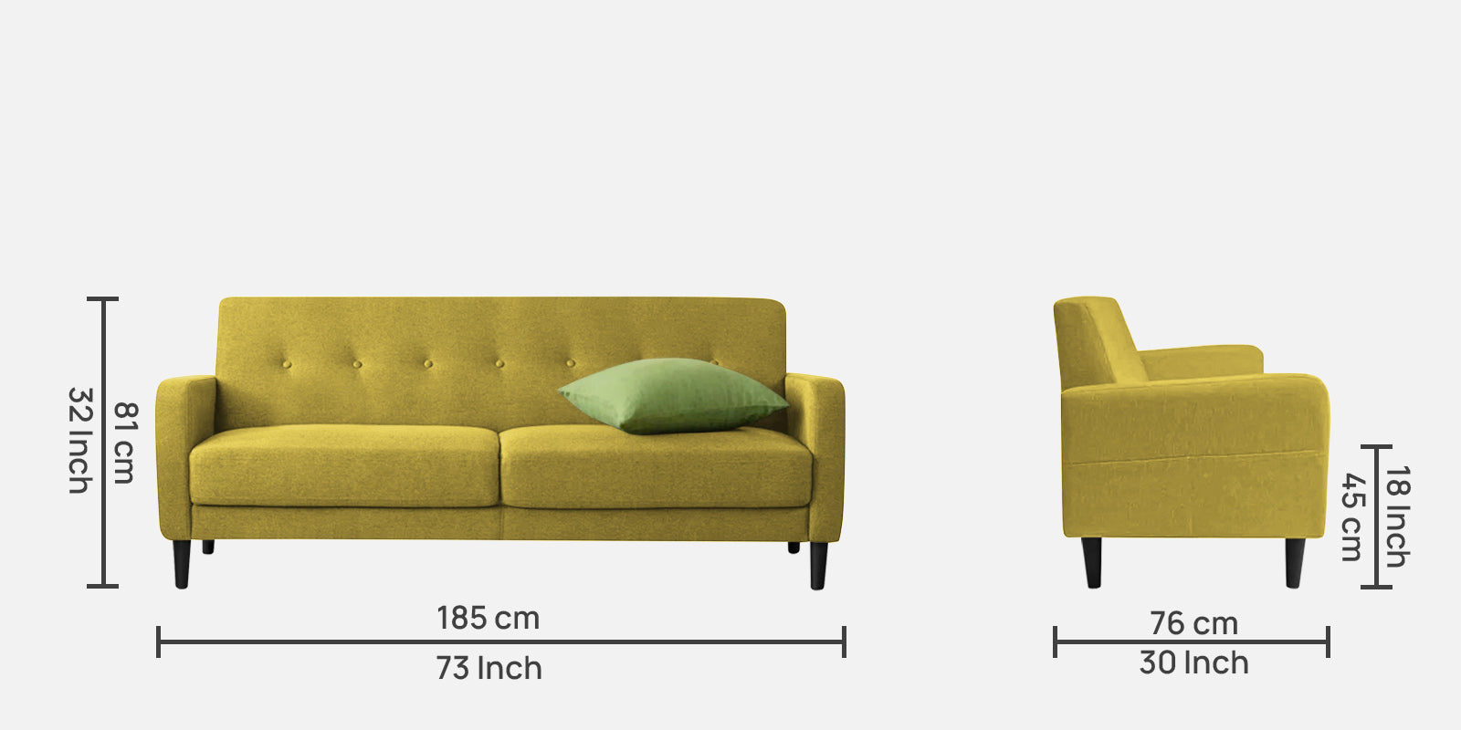 Marq Fabric 3 Seater Sofa in Parrot Green Colour