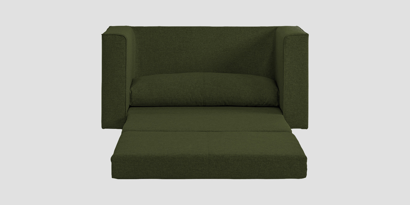Kenia Fabric 2 Seater Convertible Sofa Cum Bed in Olive Green Colour