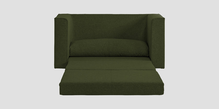 Kenia Fabric 2 Seater Foldable Sofa Cum Bed In Olive Green Colour - Febonic Living