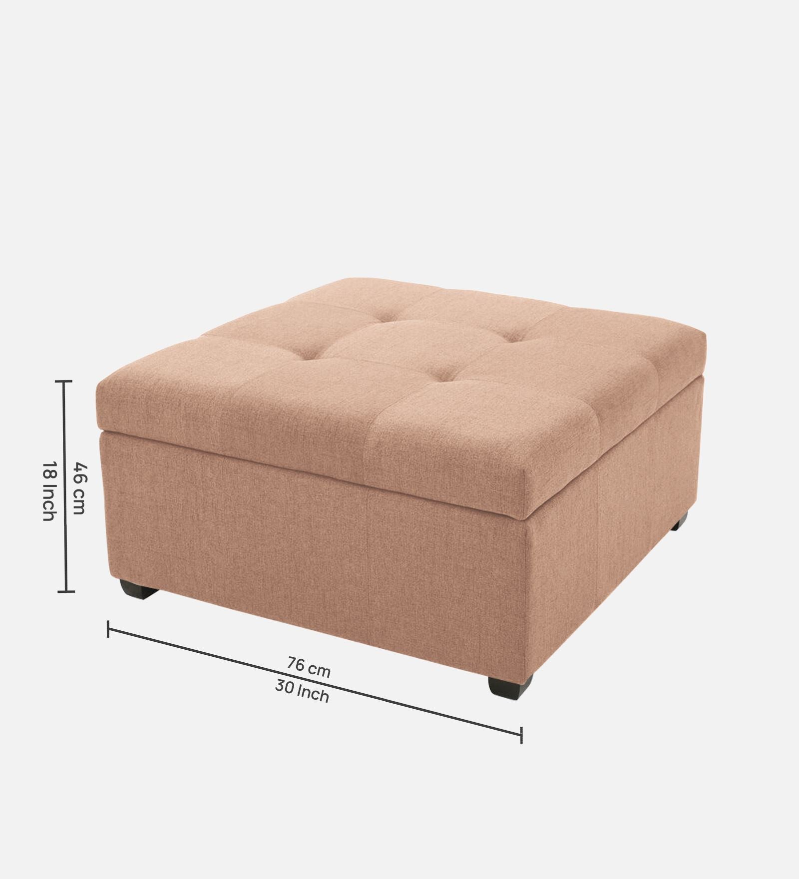 Mubila Fabric Ottoman In Cosmic Beige Colour With Storage