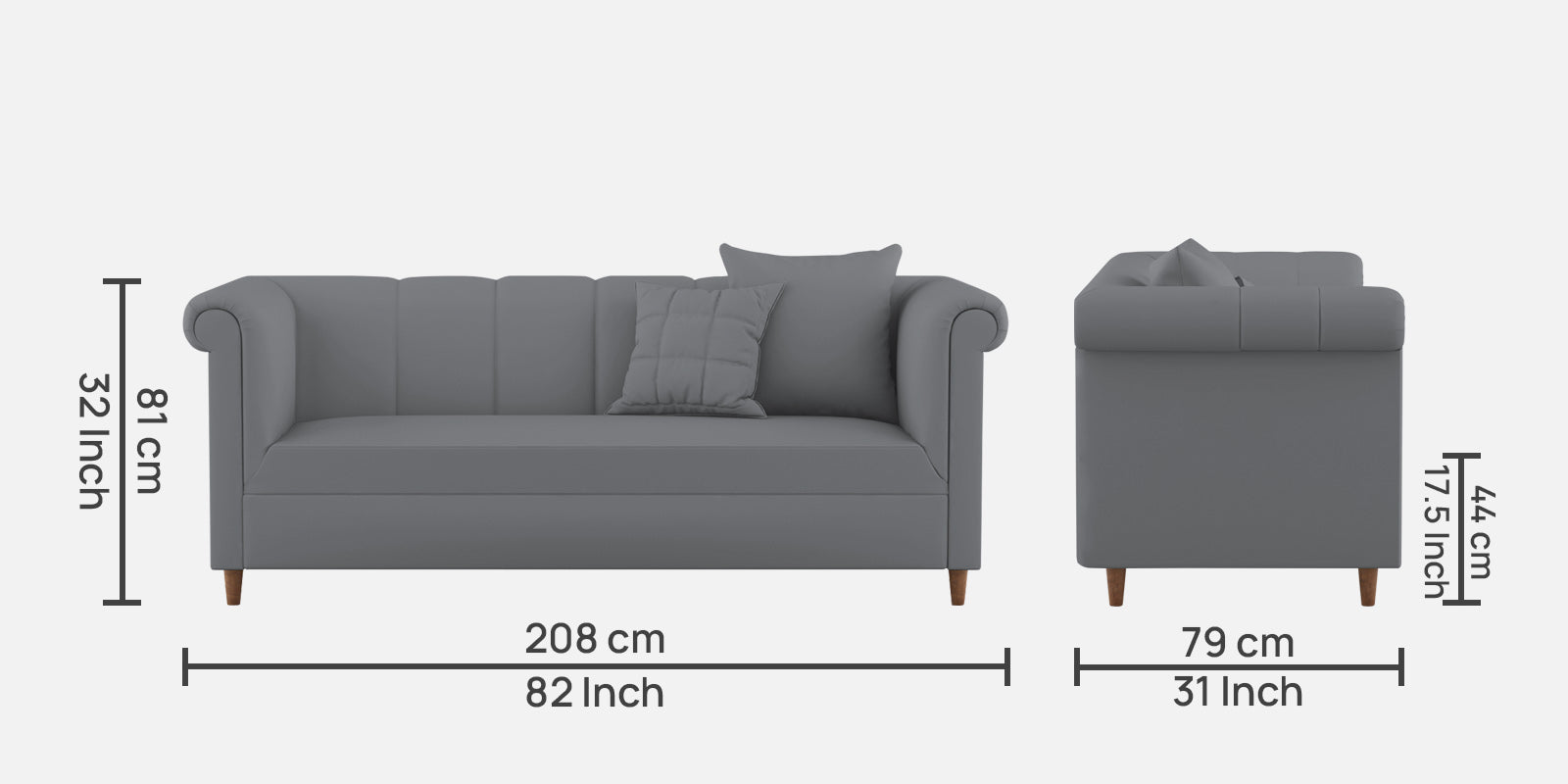 Rubi Velvet 3 Seater Sofa in Pubble Grey Colour