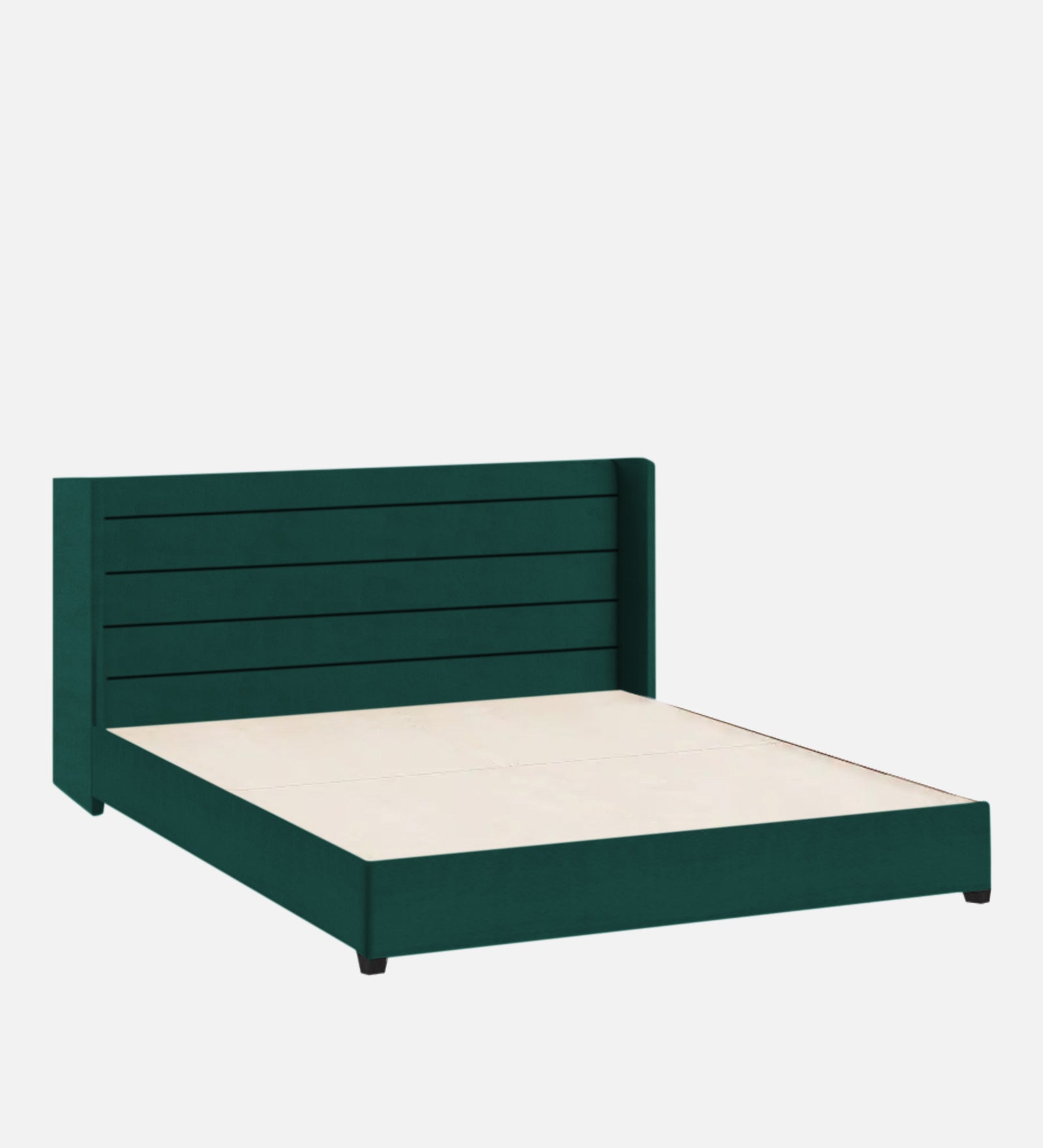 Caliya Velvet King Size Bed In Forest Green Colour