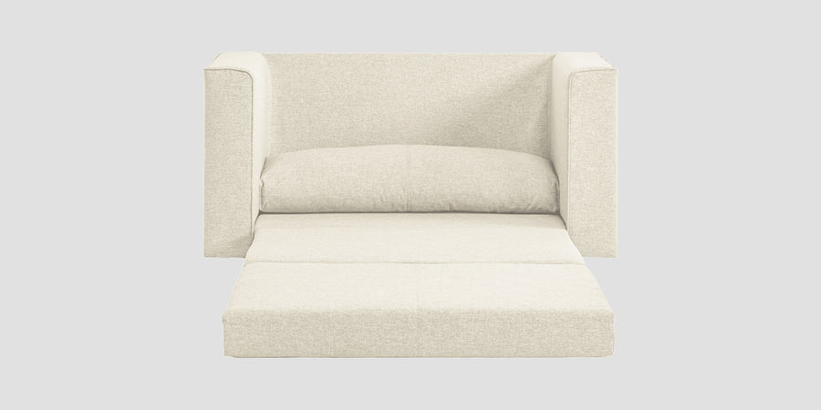 Kenia Fabric 2 Seater Foldable Sofa Cum Bed In Ivory Cream Colour - Febonic Living