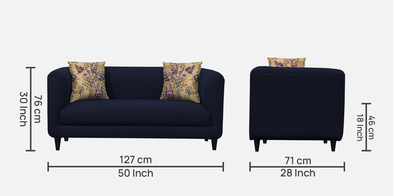 Niki Fabric 2 Seater Sofa in Royal Blue Colour