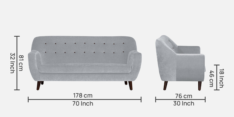 German Fabric 3 Seater Sofa In Coin Grey Colour - Febonic Living
