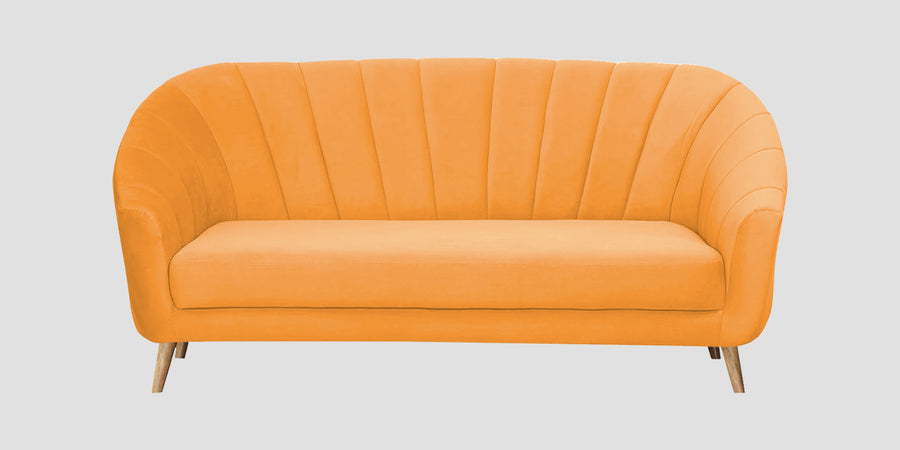 Kaylee Velvet 3 Seater Sofa In Tangerine Orange Colour - Febonic Living