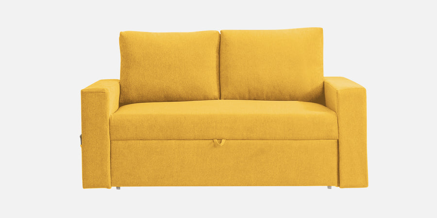 Kara Fabric 2 Seater Pull Out Sofa Cum Bed In Bold Yellow Colour - Febonic Living