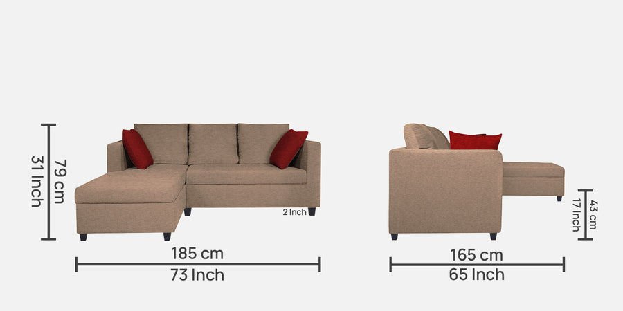 Nebula Fabric Rhs Sectional Sofa 2 Lounger In Cookie Beige Colour - Febonic Living
