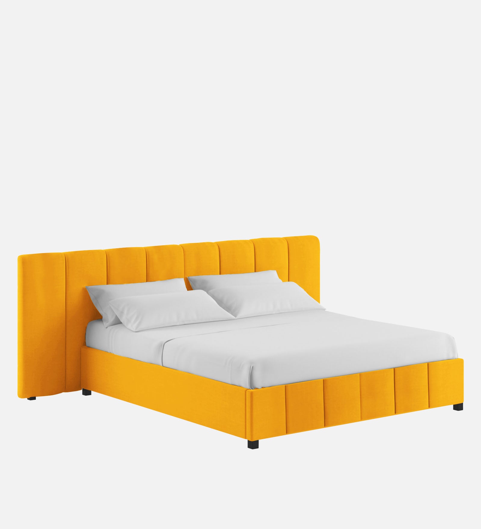 Nora Fabric King Size Bed In Bold Yellow Colour