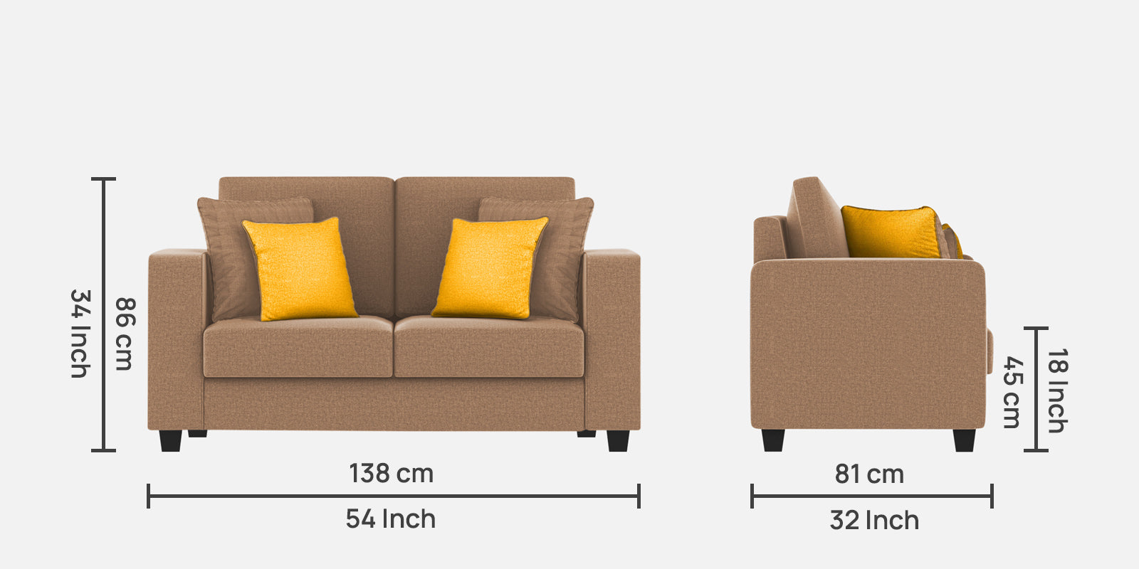 Nabi Fabric 2 Seater Sofa In Cosmic Beige Colour