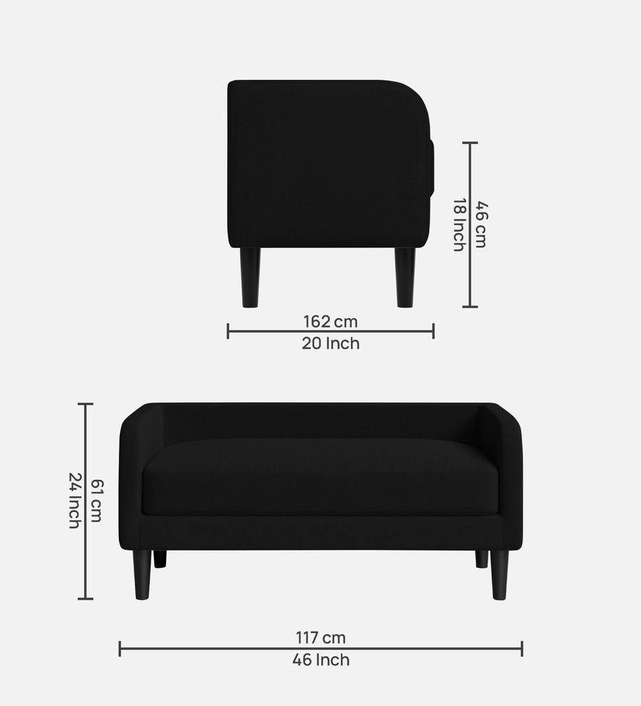 Maya Fabric Bench In Zed Black Colour - Febonic Living