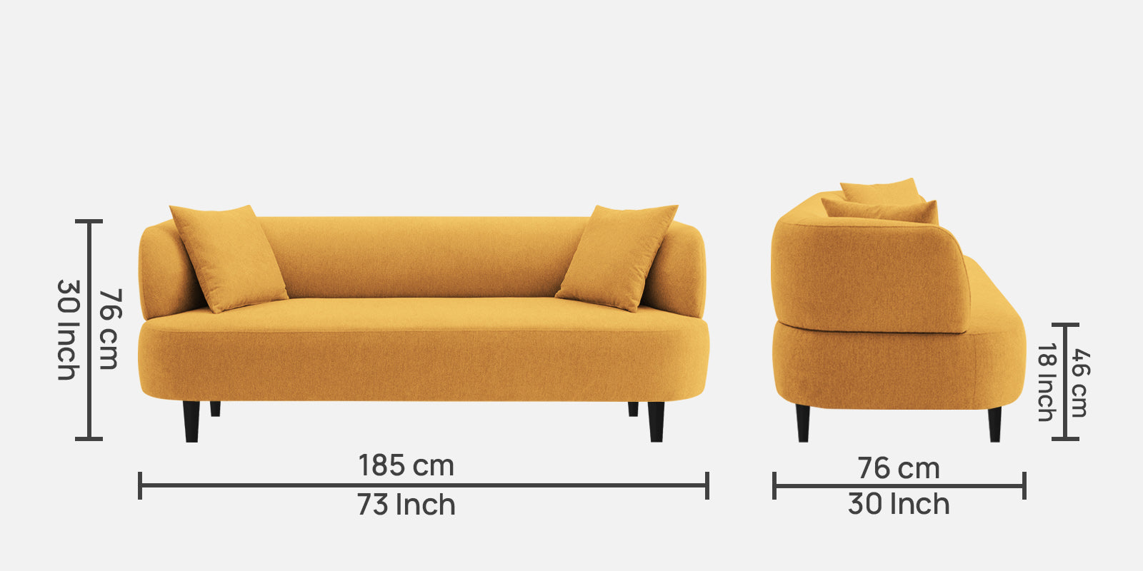 Carson Fabric 3 Seater Sofa in Blush Yellow Colour