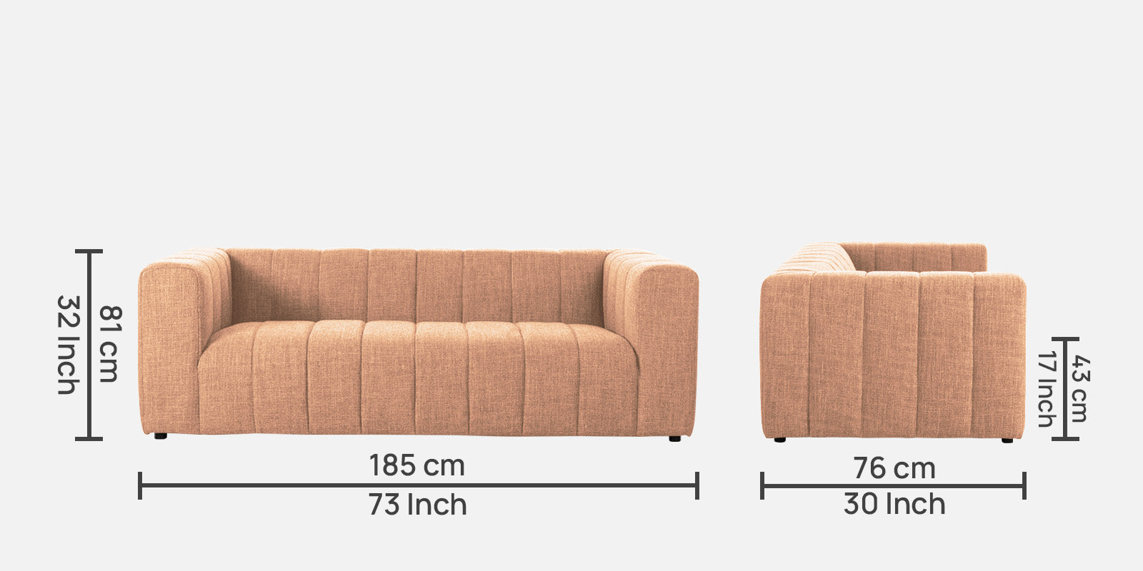 Lara Fabric 3 Seater Sofa in Cosmic Beige Colour