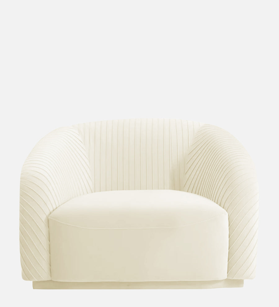 Yara Velvet Fabric 1 Seater Sofa In Warm White Colour - Febonic Living