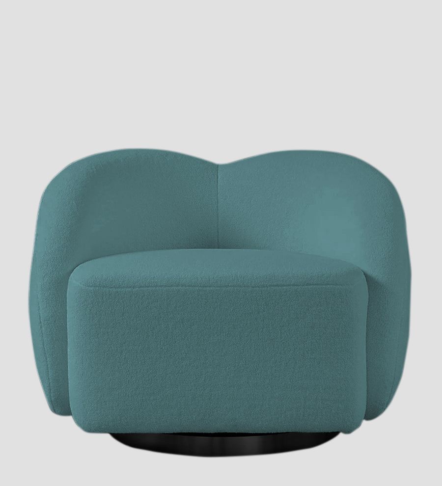 Miles Boucle Fabric Swivel Chair In Ocean Blue Colour - Febonic Living