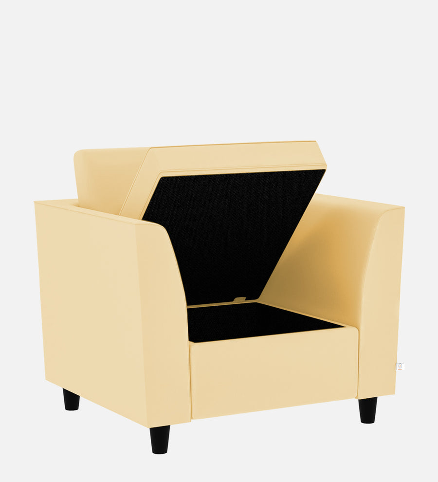Bristo Velvet 1 Seater Sofa In Sandy Beige Colour With Storage - Febonic Living