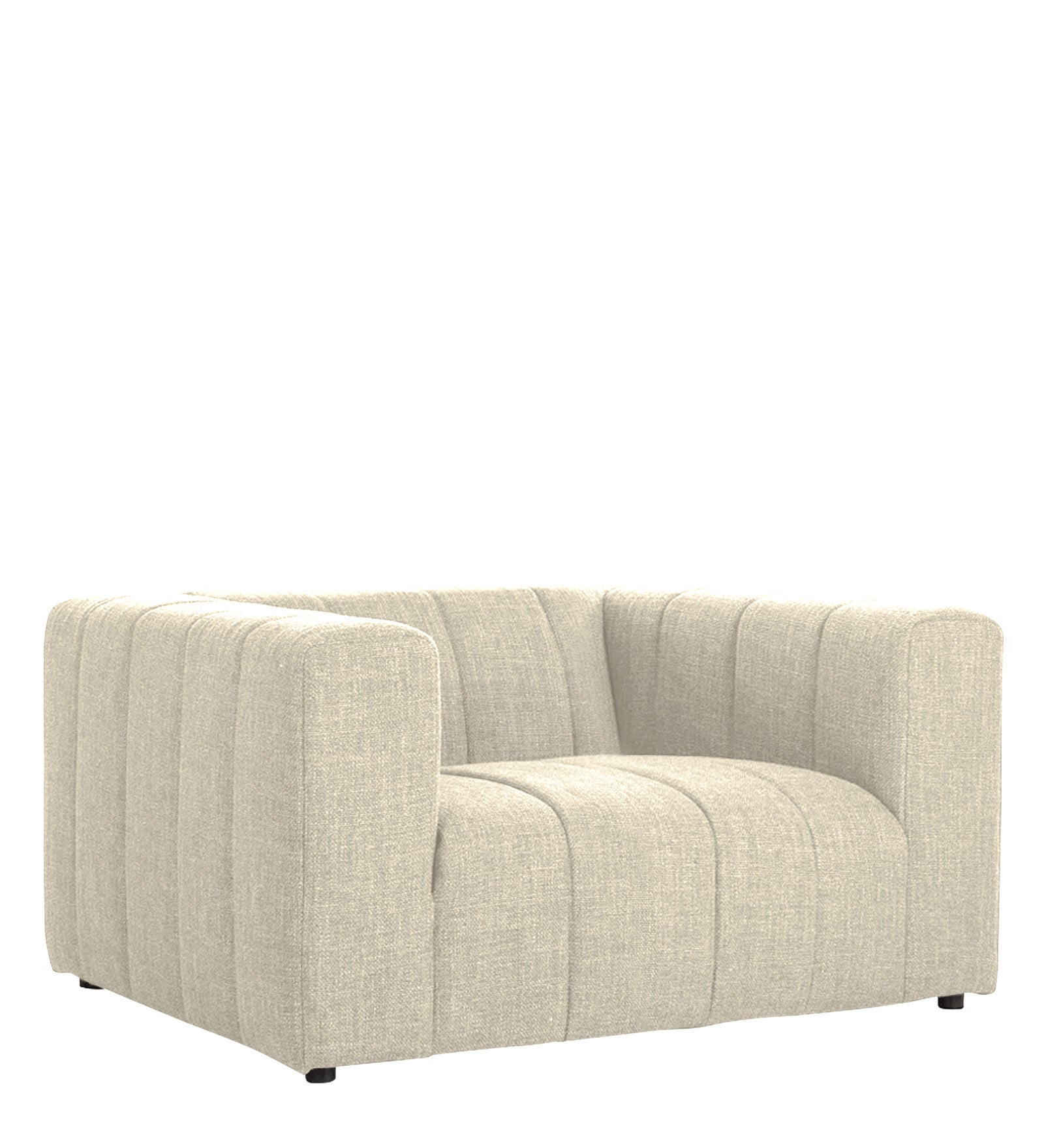 Lara Fabric 1 Seater Sofa in Ivory Beige Colour