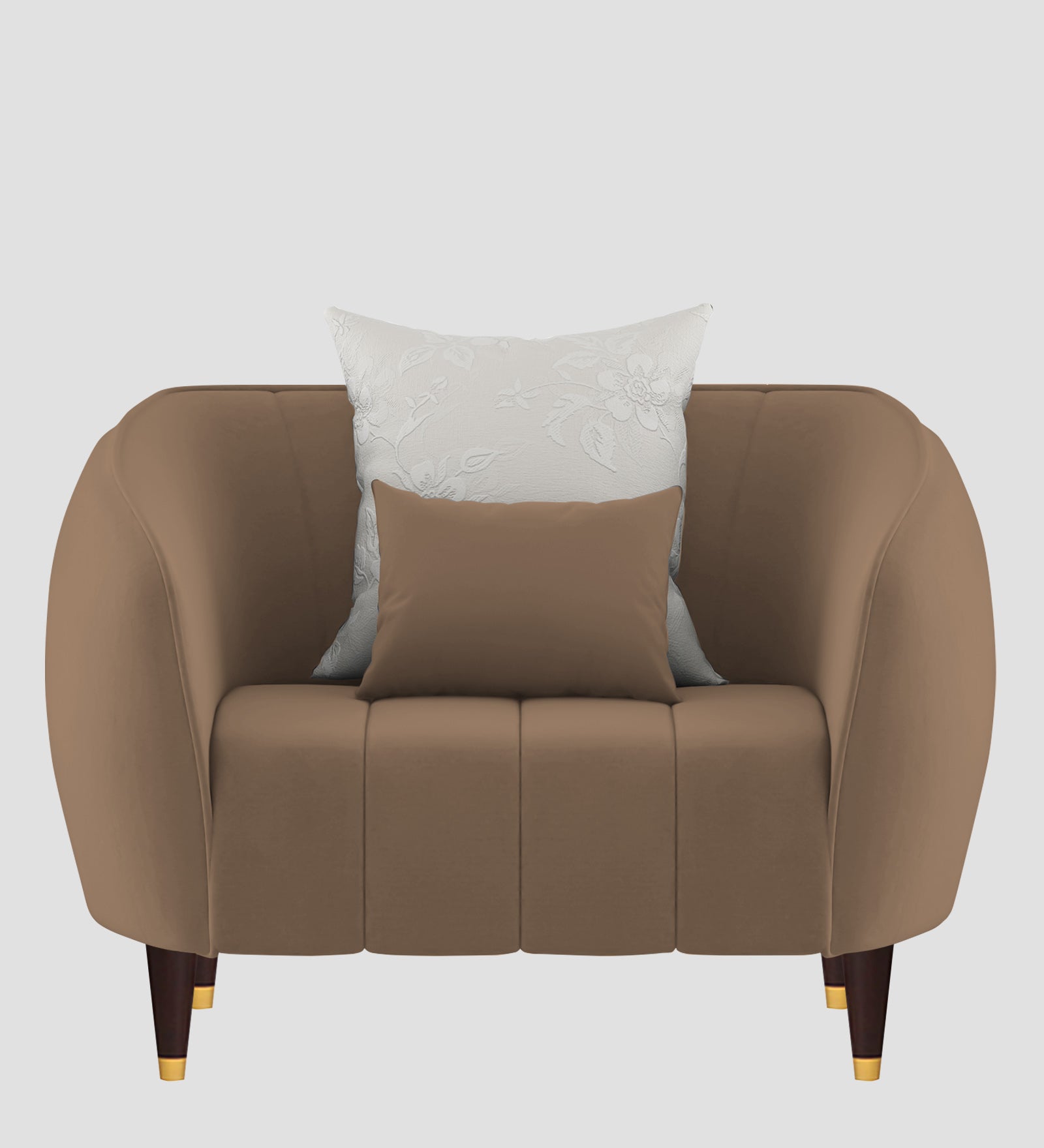 Hairo Velvet 1 Seater Sofa In  Mocha Mouse Colour - Febonic Living