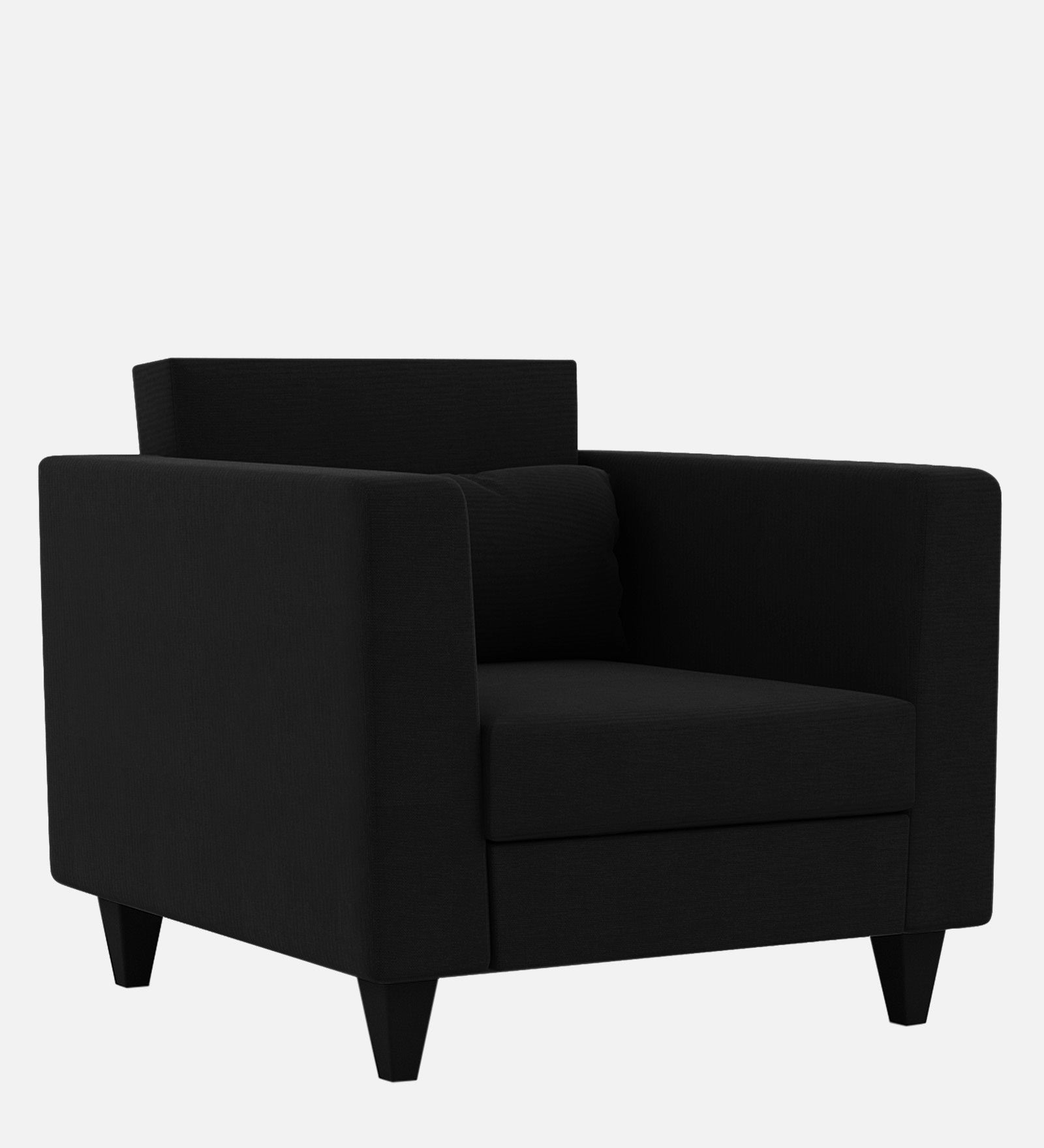 Nipul Fabric 1 Seater Sofa in Zed Black Colour