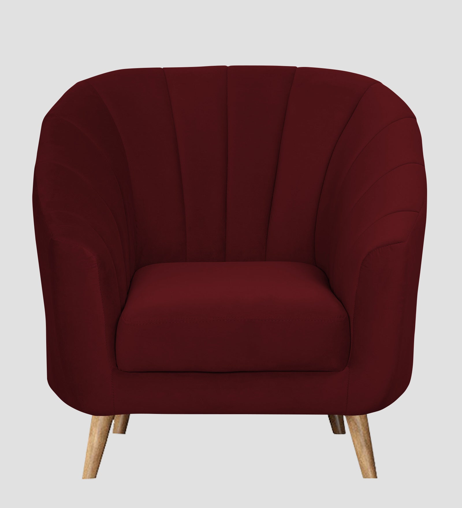 Nancy Velvet 1 Seater Sofa in Dark Maroon Colour