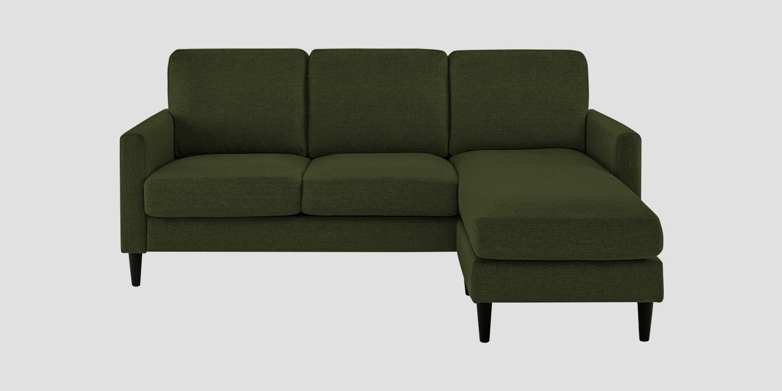 Romie Fabric LHS Sectional Sofa (2+Lounger) In Olive Green Colour