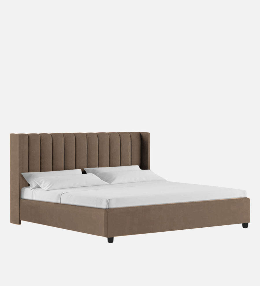 Colina Fabric Upholstered Queen Size Bed In Cookie Beige Colour With Box Storage - Febonic Living