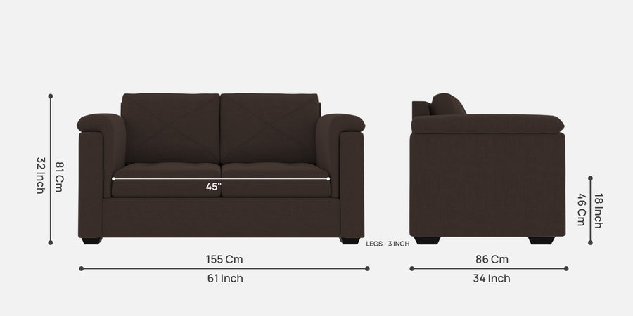 Andres Fabric 2 Seater Sofa In Coco Brown Colour - Febonic Living