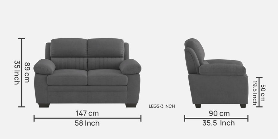 Cantaberry Velvet 2 Seater Sofa In Davy Grey Colour - Febonic Living