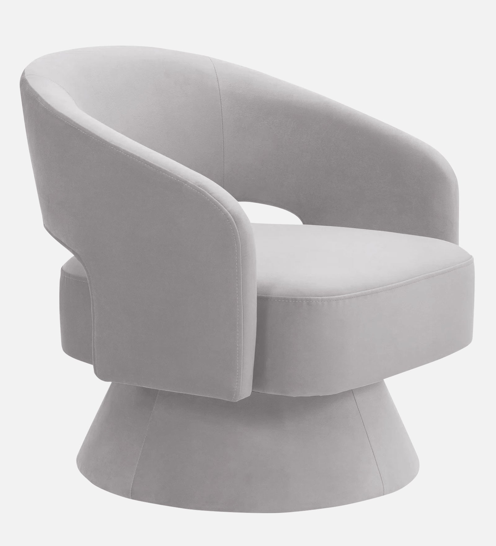 Pendra Velvet Swivel Chair in Concrete Grey Colour